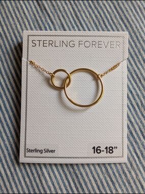 Sterling Silver Interlocking Open Circle Pendant - Gold-Toned